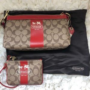 Coach signature purse and matching wristlet